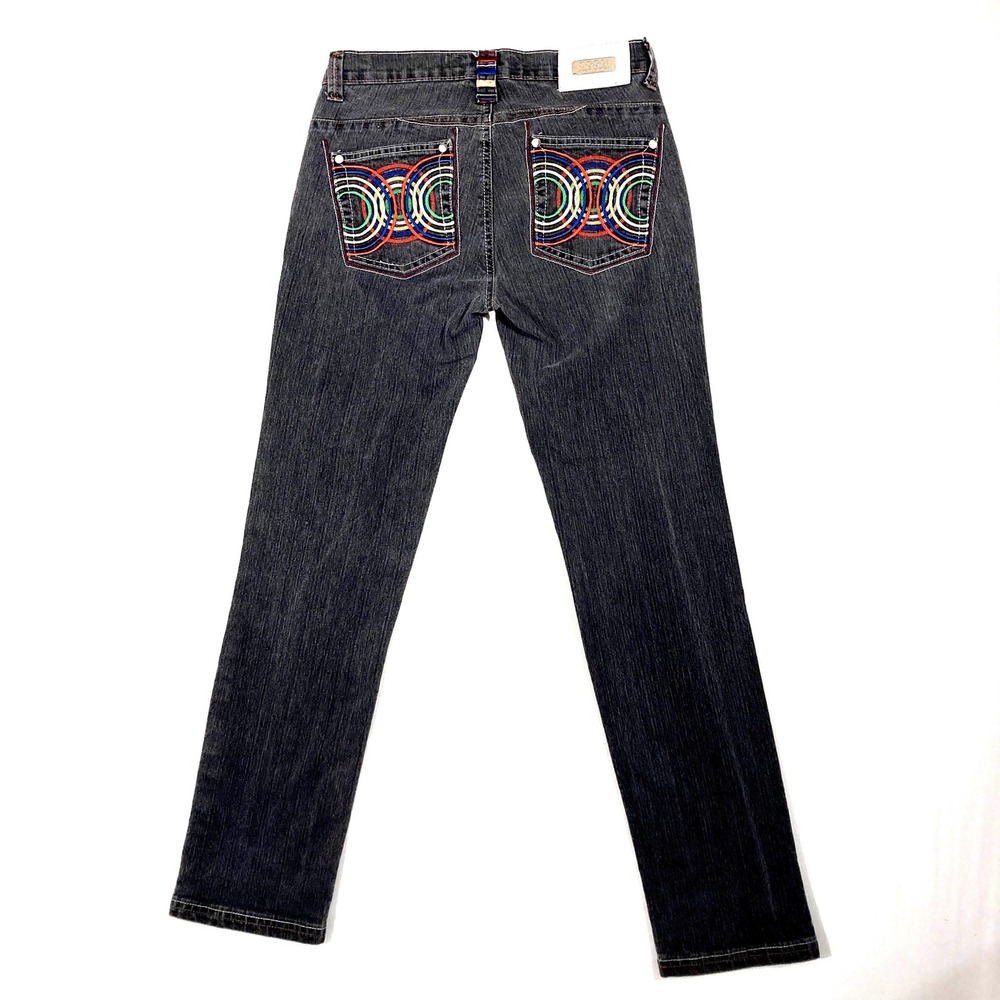 Vtg Coogi Jeans Selvedge Rainbow Embroidered Streetwear Women 11 12‎ 30x29 Y2k